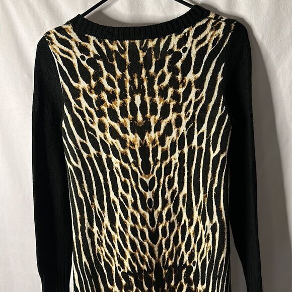 Vince Camuto Animal Print Sweater Dress Black Brown Beige Size Small - Picture 6 of 8